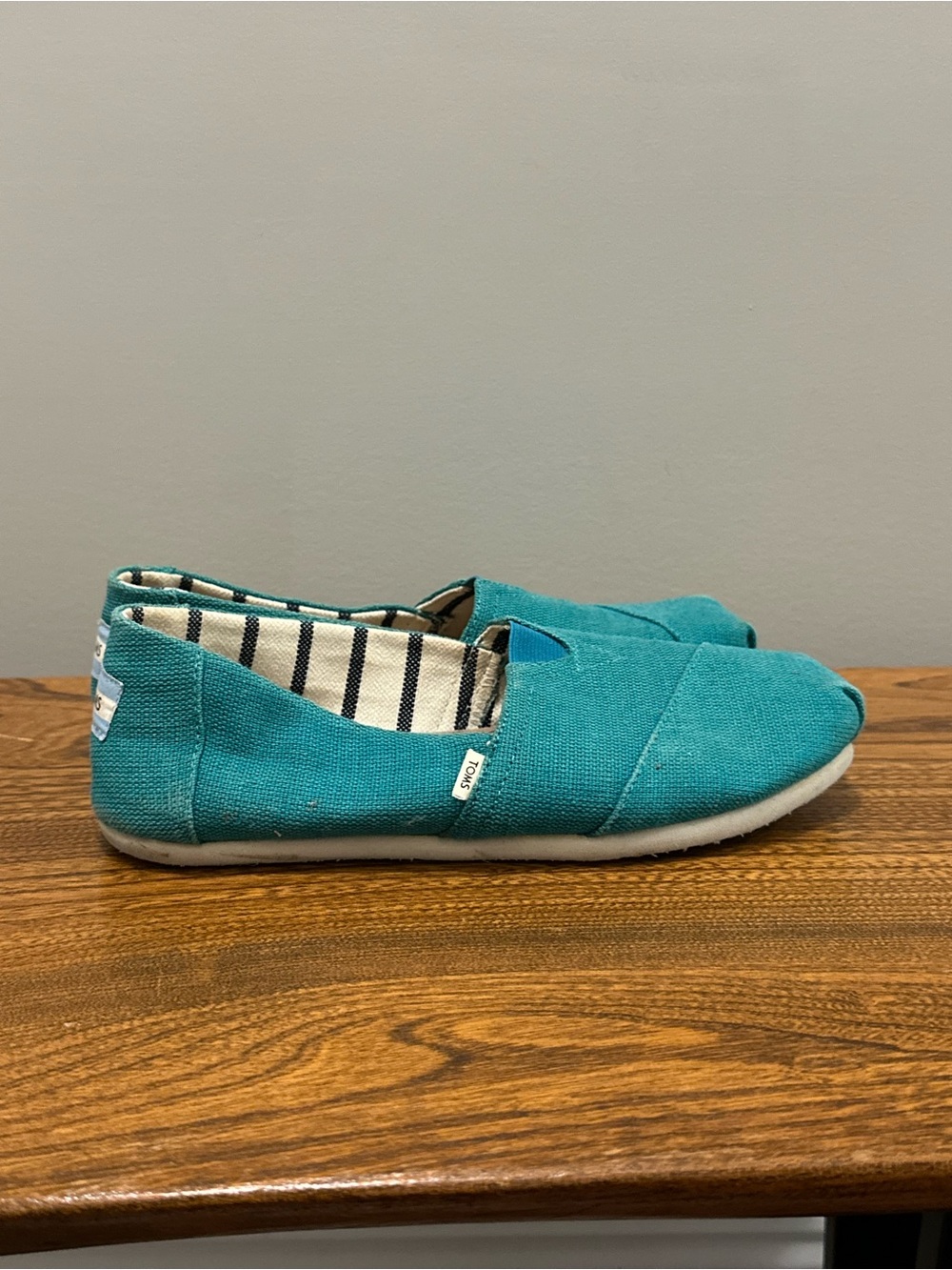 TOMS Teal Canvas Slip-On Moccasins